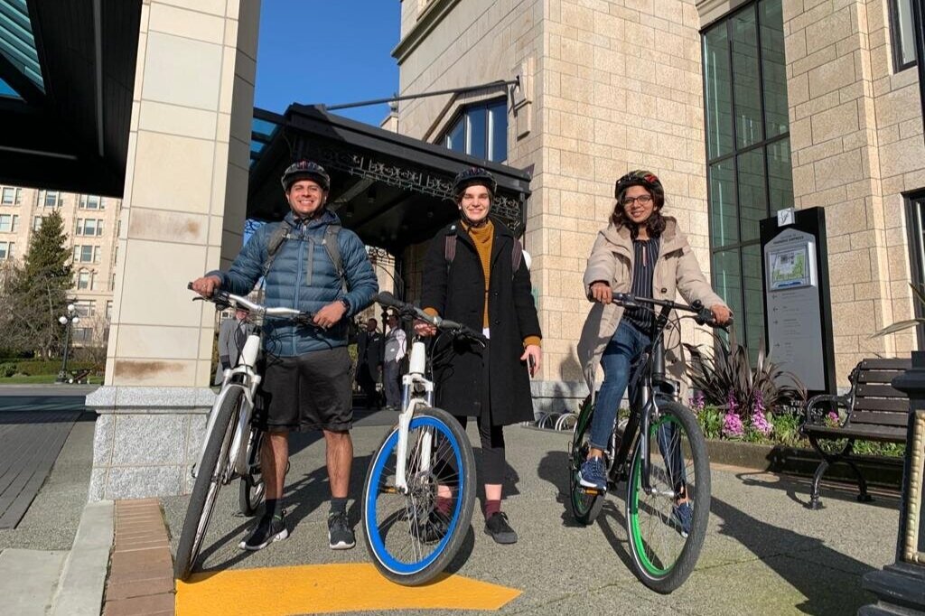 Lulab members on bicycles.